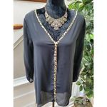 Boutique Bluebell Women Solid Black 100% Polyester V Photo 1