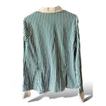 New York & Co. Teal Striped Button Down Shirt L Photo 5