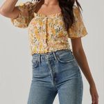 ASTR The label Floral Shirred Half Sleeves Women Top Size: XL Photo 0