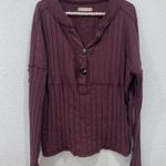 We The Free Free people  Henley ribbed long sleeve shirt burgundy size M Photo 3
