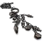 Pardma Paris charm parfum bottle shoes‎ dangle chain necklace gunmetal Gray Photo 2