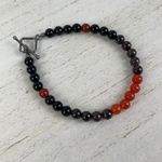 Carnelian Garnet Obsidian Crystal Gemstone Bead Bracelet Artisan Handmade Orange Photo 1
