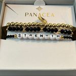 Panacea Bracelets Beaded Set of 3 Strength Stacking Gold Black Photo 5
