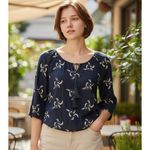 Jun & Ivy White Embroidered Floral Blouse Size S 3/4 Sleeve Boho Top Photo 9