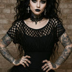 BCX Black Lace Top Xl Sheer Rouched Whimsigoth Gothic Fairy Grunge Vamp Photo 0