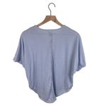 Simply Southern  Knit Oversized Henley Tee Women's Size Small Baby Blue Bohemian Photo 1
