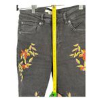 H&M Black Straight Jeans Red/Green Embroidered Flowers Stretch Women's Size 4 Photo 5