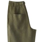 Poetry  Relaxed Straight Leg Yarn Dyed Linen Pants Forest Olive Green size 14 Photo 1