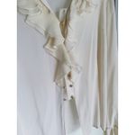 St. John Quiet Luxury Silk Ruffle Button up Blouse 10 Cream Fairy Victorian Photo 4