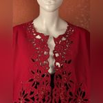 Unbranded RARE Vintage Chic Red Floral Sequined Cutout Cape Size L Photo 1