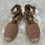 Valentino Garavani  Rockstud Espadrille Sandals Leather Wrap Ankle Poudre Pink 35 Photo 2