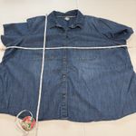 LL Bean Medium Wash Button Up Short Sleeve Denim Shirt Size 3X Pockets Blue Photo 4