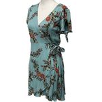 Lulus Kiss and Pastel Light Blue Floral Print Mini Wrap‎ Dress Size M Size M Photo 6