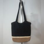 The Sak Crochet Hobo Shoulder Slouch Purse Tote black tan EUC Photo 2