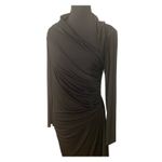 David Meister Black Draped Ruched Long Sleeve Stretch Dress Size 10 LBD Photo 1
