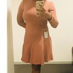 CARVEN Terracotta Orange Hue Bois De Rose Crew Neckline Midi Dress size 40 Photo 14