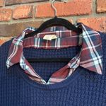 Faded Glory  womens waffle knit layered plaid flannel shirt blue /red L Photo 2