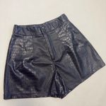 Faux Crocodile High Waist Shorts NWOT Black Size M Photo 2