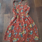 Wet Seal  Rust Floral Orange Dress Size Xs Womens Cute For Fall Criss Cross Back Photo 0