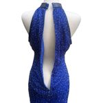 American Vintage VTG Y2K Beaded Dress Gown Sz 12 Blue Maxi Bodycon Glam Fairycore Evening Formal Photo 5