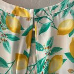 Elle lemon and green leaf print ruffle front blouse size medium Photo 13
