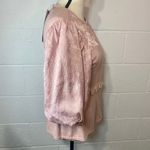 On Twelfth Pink Dusty Rose Balloon Sleeve Floral w Eyelet Trim Blouse Photo 3