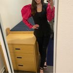 TwoTwin Style Blazer with Puffy Sleeves Black Photo 1