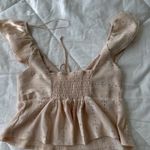 Urban Romantics Urban Romantic Cream Tie Front Ruffle Sleeve Eyelet Peplum Top Photo 1