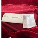 Worthington  Womens Tunic 1X Red Velvet Button Front Holiday Glam Party Luxe Photo 3