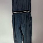 Shop the Trends Spaghetti Strap Denim Chambray Jumpsuit With Ribbed Waistband Blue Size M Photo 2