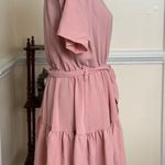 Elastic Waist Cute Tiered Mini Dress Pink Size 10 Photo 1