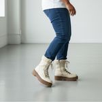 NEW CIRCUS SAM EDELMAN Ivory Shearling Combat Boots size 8 Brown Photo 1