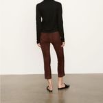 Vince  Stretch Suede Crop Leather Pants Size XS Burgundy Brown Color Photo 2