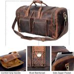 24" Duffel Vintage Classic Style with Modern Outlook Retro Thick Full Grain Cowhide Handmade Leather Gym Weekender Overnight Luggage Bag Photo 1
