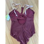 All In Motion  One Piece‎ Swimsuit Women's L Burgundy Double strap NWT Photo 3