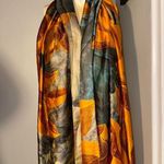 Bon Voyage Yellow Orange Multi Silk Feel 100% Polyester Oblong Scarf Shawl Wrap Photo 1