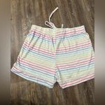KIKIT Rainbow Striped Pajama Lounge Set Drawstring Waist Size Medium Photo 11