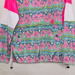 Simply Southern  Floral Windbreaker Jacket Pink Blue Hooded Pullover Women’s LG Photo 4