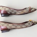 Gucci  GG Canvas Bamboo Horsebit Flats Monogram Beige Brown 7.5 Photo 0