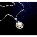 Copper Silver Plated Necklace Platinum Faux Pearl Pendant Niche Fine Clavicle Ch Photo 3