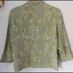 Soft Surroundings  Green Silk Embroidered Jacket Small Photo 1