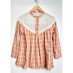 Suzanne Betro Weekend Blouse Cottagecore Vintage Style Size Medium Plaid Photo 1