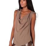 Haute Hippie  ❤︎ Cowl Neck Silk Leather Lace Up Sleeveless Top ❤︎ Latte ❤︎︎ Small Photo 0