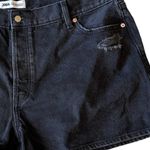 ZARA NWOT  DENIM DISTRESSED RELAX FIT BLACK SHORTS SZ-24 Photo 3