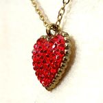 Minimalist 18k Gold Plated Steel Red Crystal Heart Pendant with Chain New Photo 3