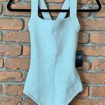 Abercrombie & Fitch Womens XS Bodysuit Light Green Cross Back Knit Cotton Pastel Photo 0