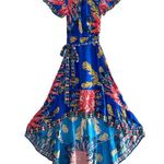 Flying Tomato Royal Blue Flower Detail High Low Ruffle Off Shoulder Dress S Photo 2