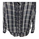 Pilcro  Anthropologie Ruffle Front Plaid Button Up Womens Size XS Blue Photo 2