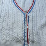 Prince Pickleball Cable Knit Cropped Cardigan in Ivory with stripes size XL White Photo 3