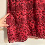 Free People Burgundy Floral Lace Applique Maxi Dress Size 4 Whimsigoth Romantic Photo 2